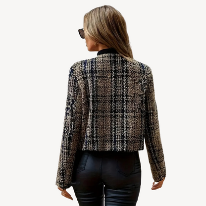 Women's Checkered Tweed Blazer