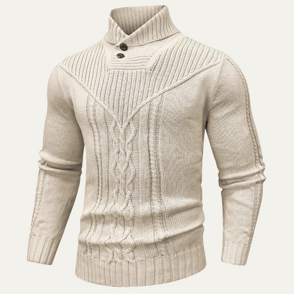 The Stockbridge Men’s Ribbed Knit Button Neck Winter Jumper