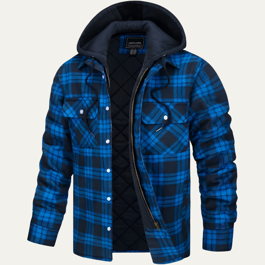 Men’s Versatile Plaid Flannel Jacket with Removable Hood