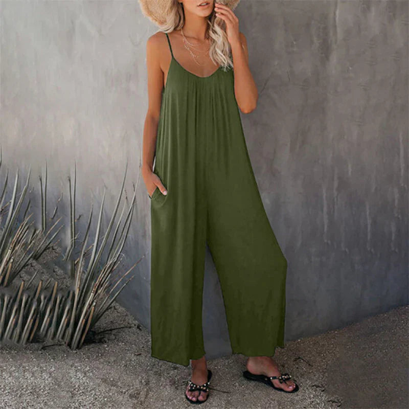 Women's Flowy V-Neck Tank Jumpsuit with Pockets