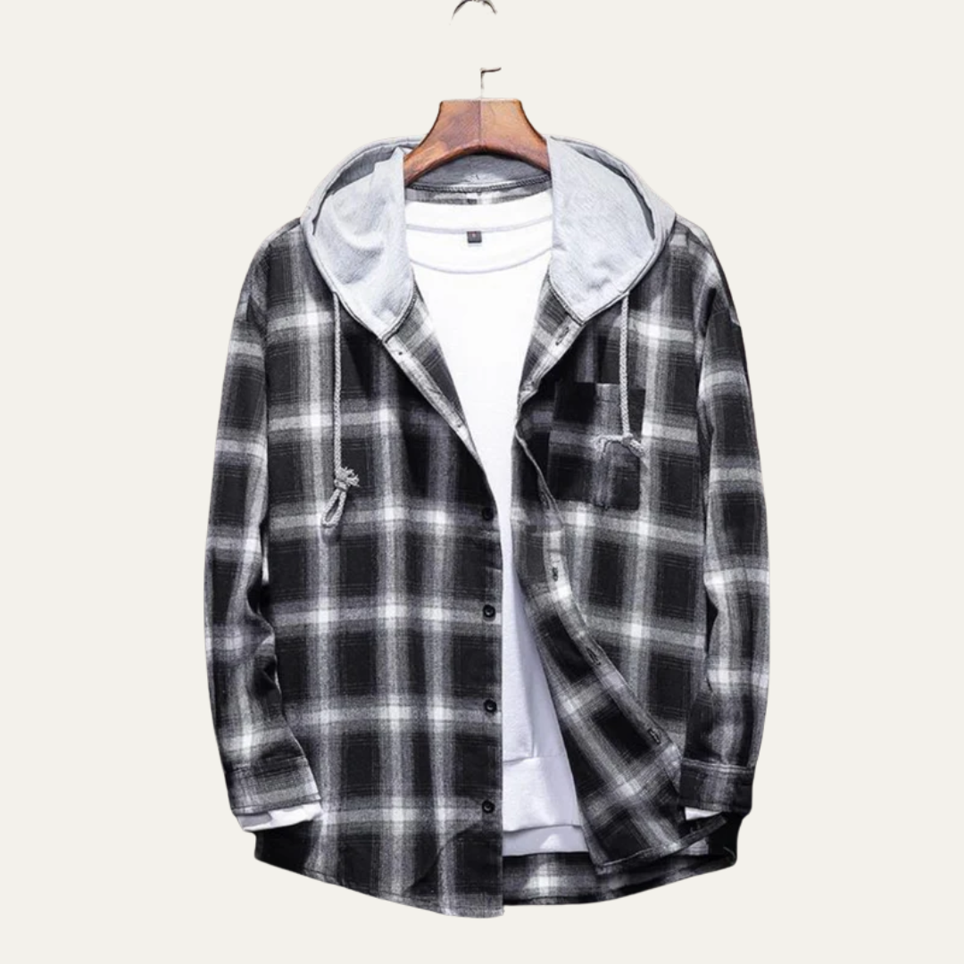 Men’s Hooded Plaid Flannel Shirt