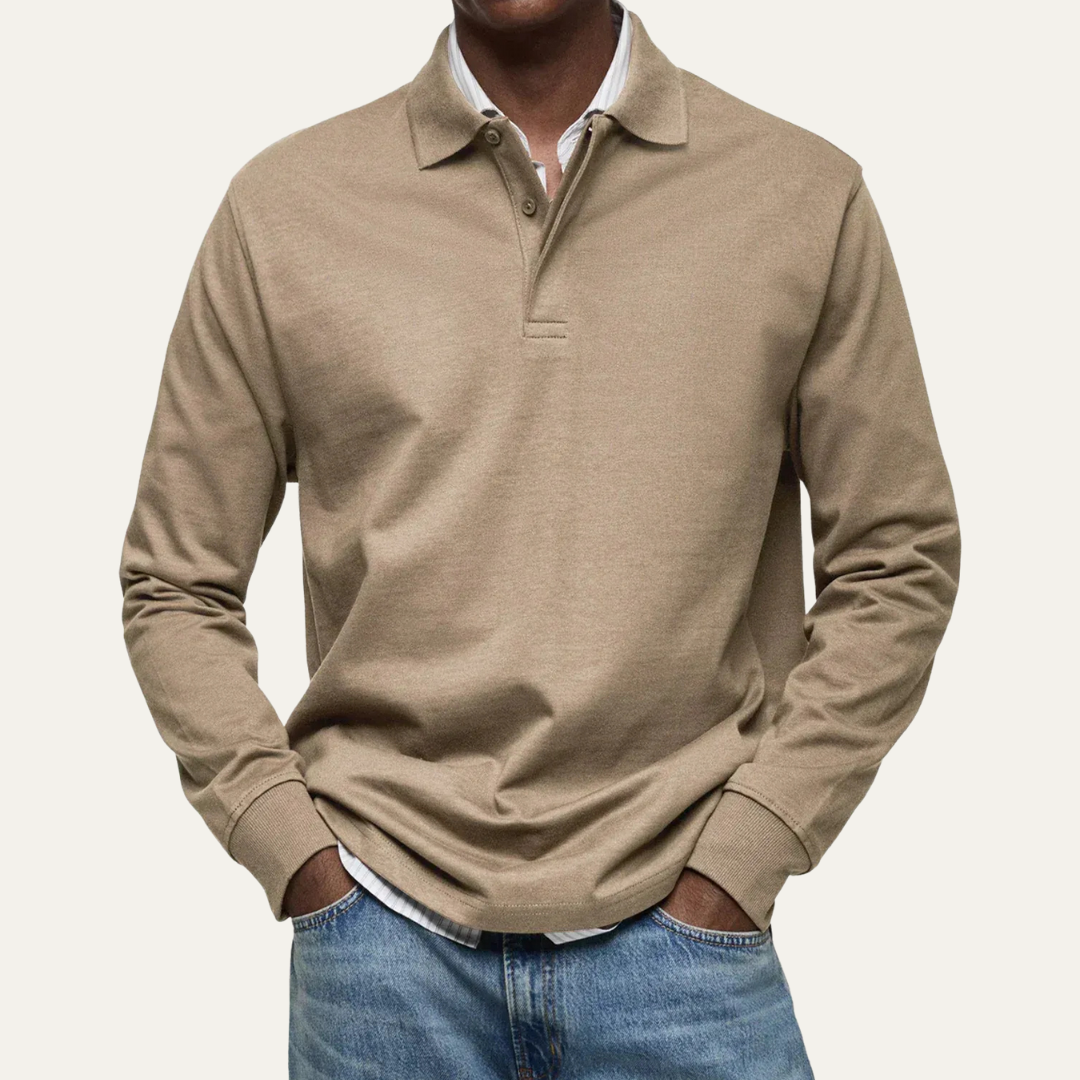 Men’s Long Sleeve Polo in Heavy Jersey Knit