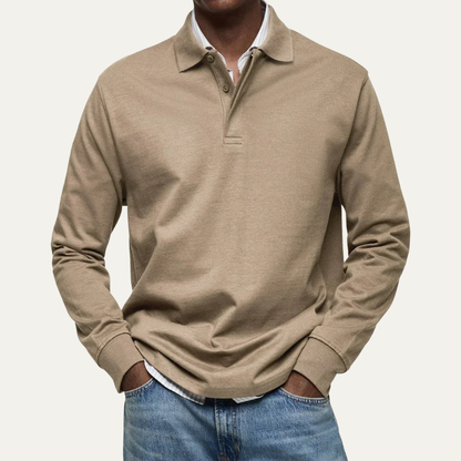 Men’s Long Sleeve Polo in Heavy Jersey Knit