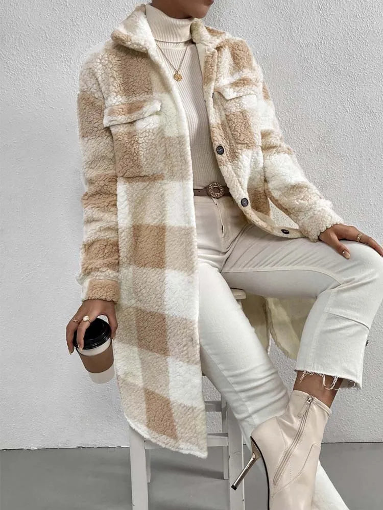 Donna | Ladies Large Fit Checked Winter Coat