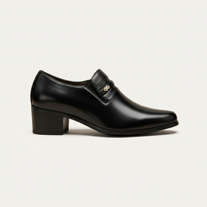 The Lazise Men’s Cuban Heel Dress Shoes – Leather Slip On Formal Loafers