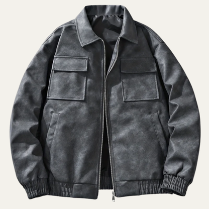 Men’s Relaxed Fit Bomber Jacket with Chest Flap Pockets