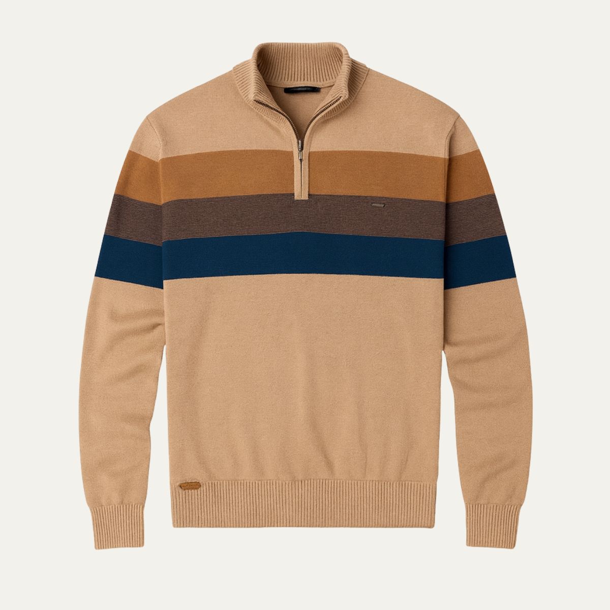 Men’s Striped Quarter Zip Knit Jumper