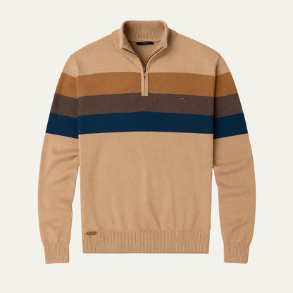 Men’s Striped Quarter Zip Knit Jumper