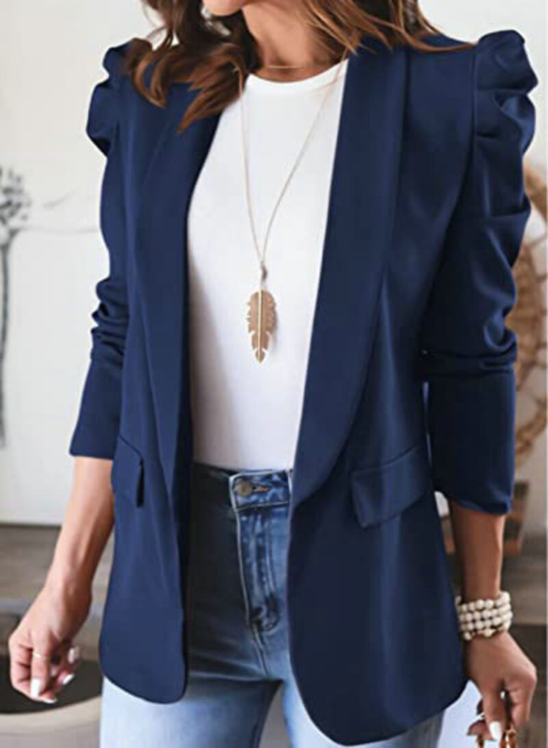 Classic Fit Women's Blazer with Buttons and Pockets