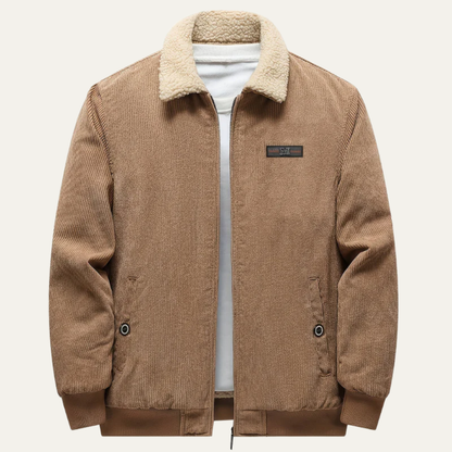 Men’s Corduroy Shearling Collar Zip Jacket