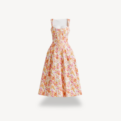 Women's Floral Print Midi Dress Cotton