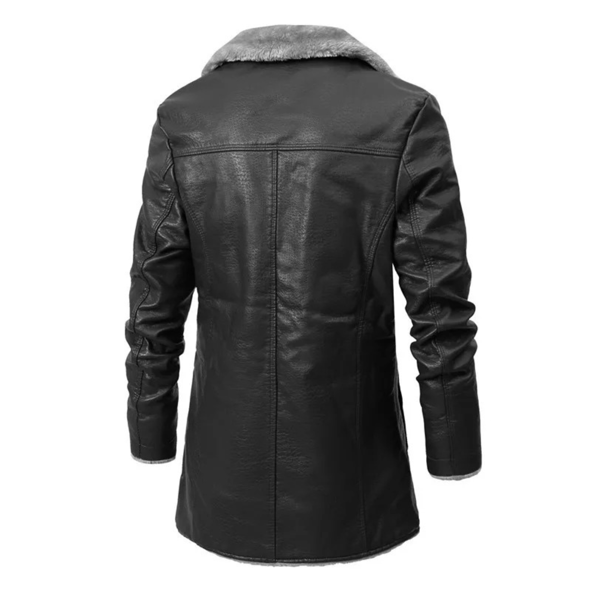 Men’s Faux Leather Coat with Shearling Lining
