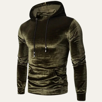 Men’s Velvet Pullover Hoodie with Kangaroo Pocket