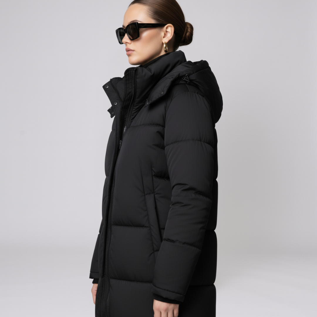 Yvonne | Puffer Coat - Quilted Full-Length Oversized Hooded Outerwear for Women