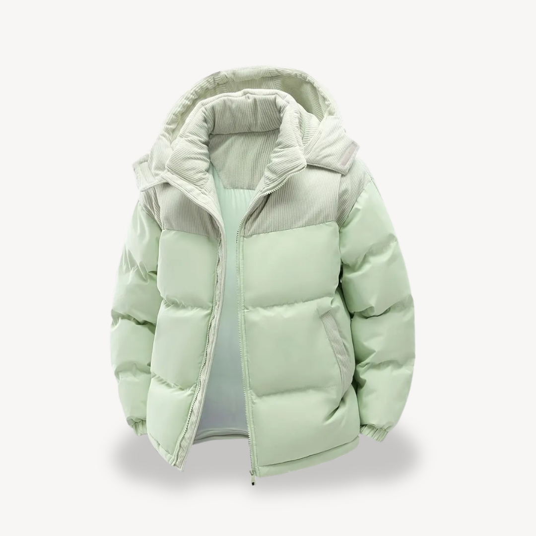 Men's Puffer Jacket with Corduroy Hood