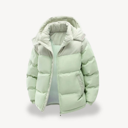 Men's Puffer Jacket with Corduroy Hood