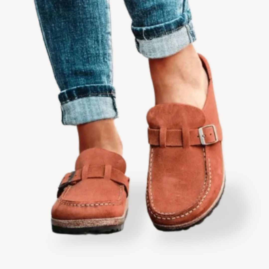 Women's Orthopedic Suede Comfort Buckle Slip-On Clogs