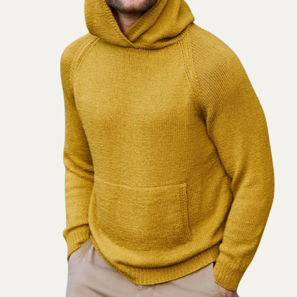 Men’s Ribbed Knit Hoodie With Raglan Sleeves