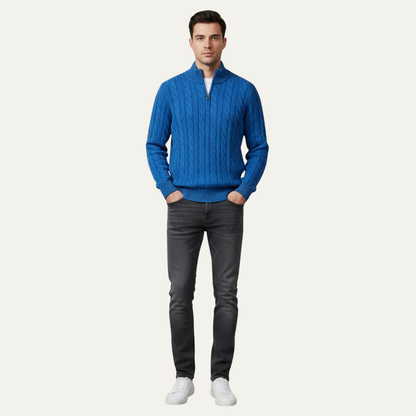 Men’s Cable Knit Fit Quarter Zip Sweater