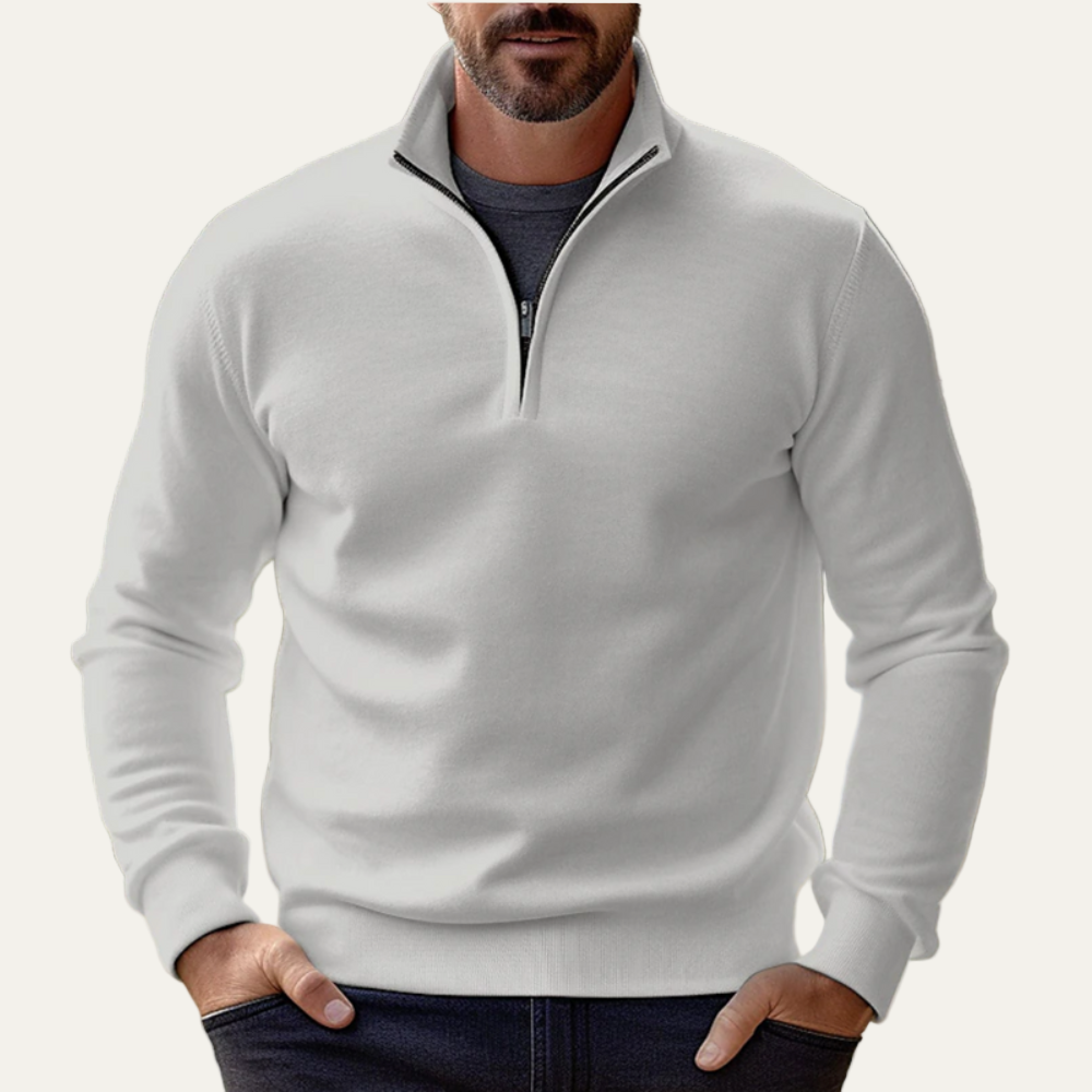 Men’s Stand Collar Quarter Zip Pullover Sweater