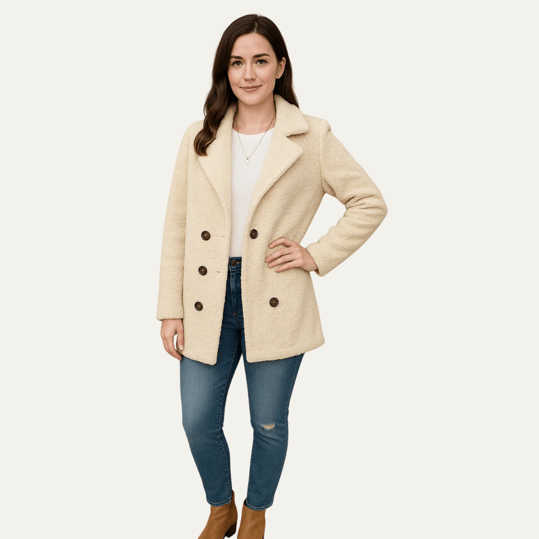 Women’s Textured Double-Breasted Peacoat