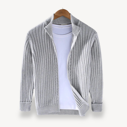 Striped Knit Zip Cardigan Men