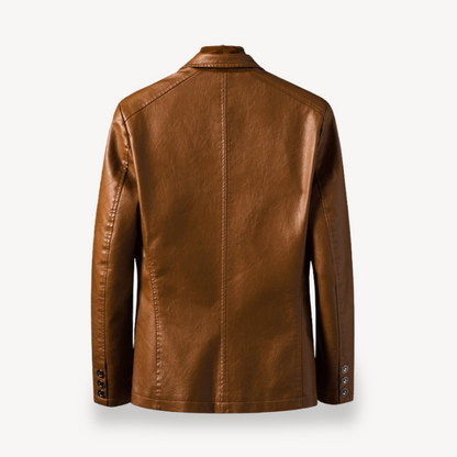 Men's Faux Leather Blazer Jacket