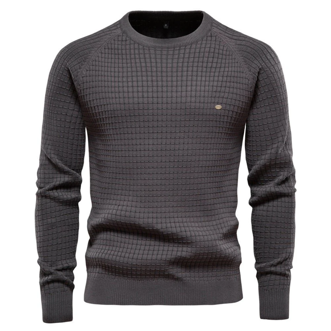 Men’s Textured Waffle Knit Crewneck Sweater