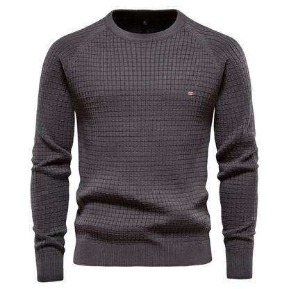 Men’s Textured Waffle Knit Crewneck Sweater