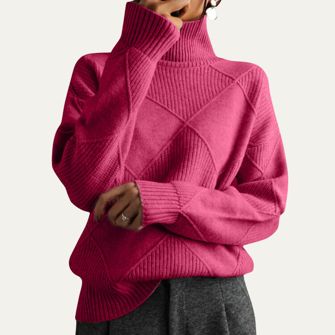 Women’s Diamond-Knit Turtleneck Sweater