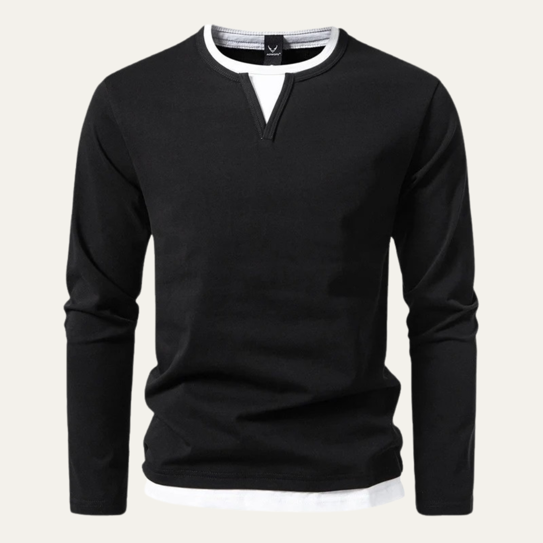 Men’s Layered Look Knit V Notch Shirt