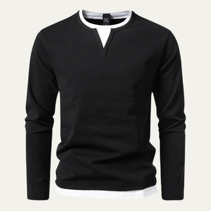 Men’s Layered Look Knit V Notch Shirt