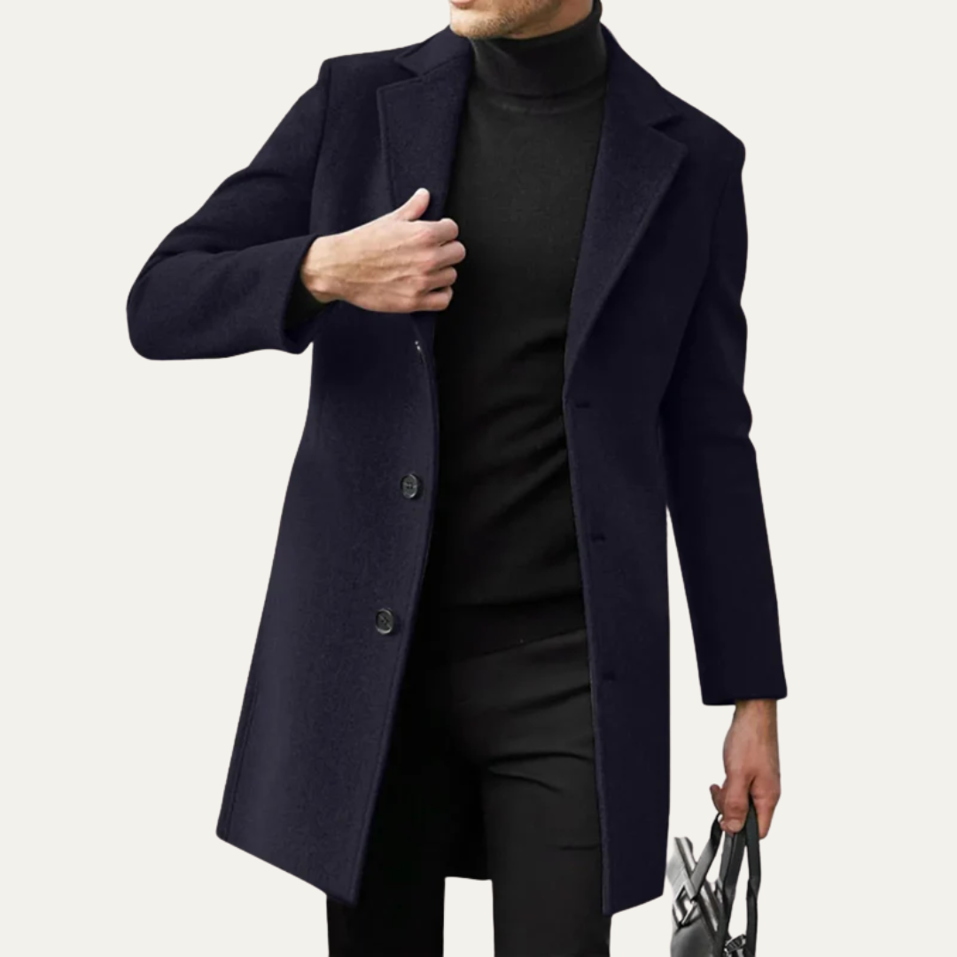 Men’s Classic Mid-Thigh Wool Blend Overcoat