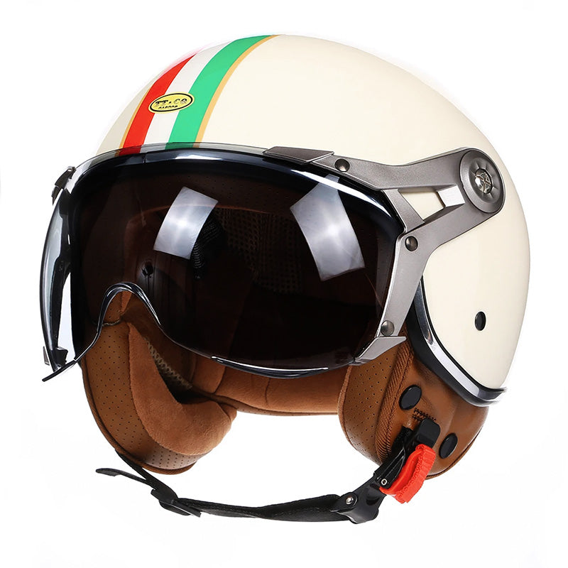 Classic Retro Motorcycle Helmet With Clear Face Shield