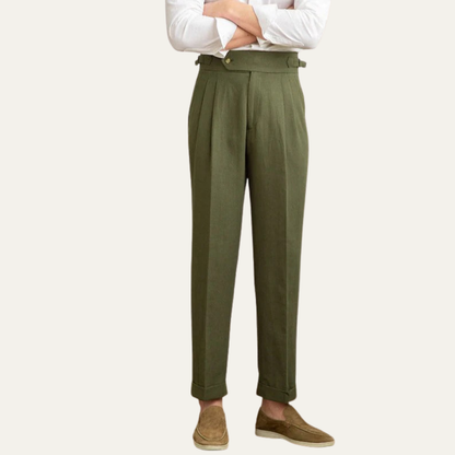 Men’s High-Waist Pleated Summer Chinos
