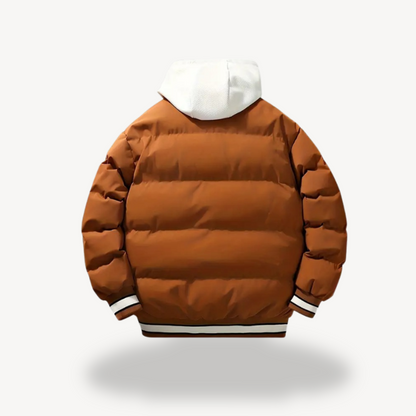 Men's Puffer Varsity Jacket with Hoodie