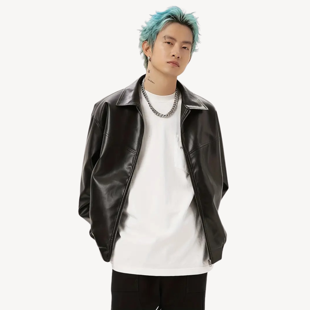 Men's Black Faux Leather Jacket