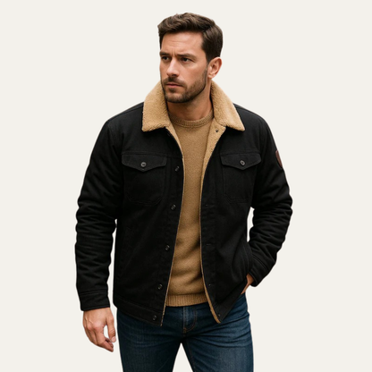 Men’s Faux Shearling Lined Snap Front Trucker Jacket