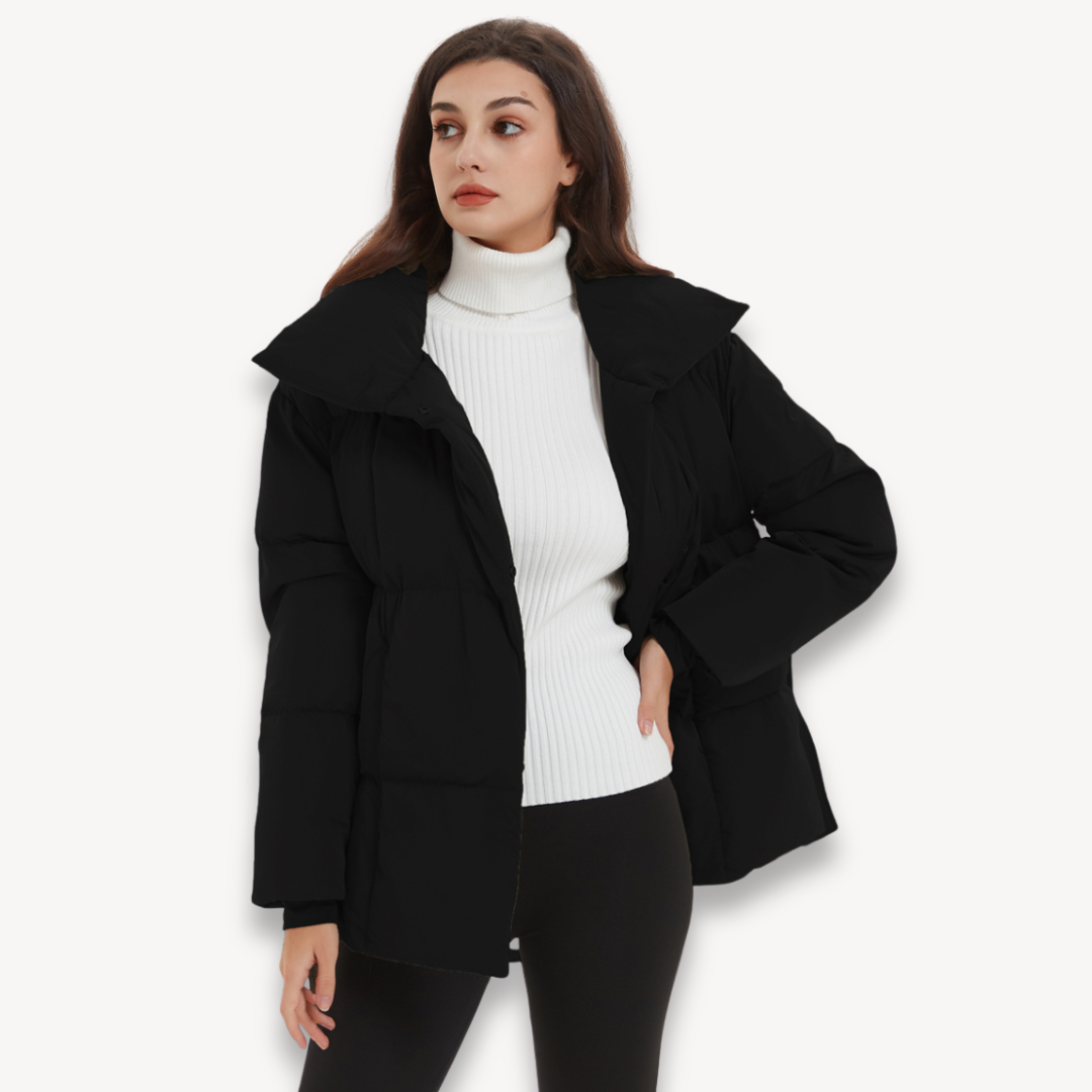 Belted Quilted Puffer Jacket for Women