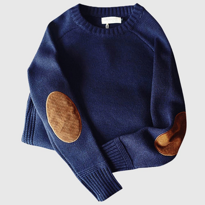 Men’s Crew Neck Sweater with Elbow Patches