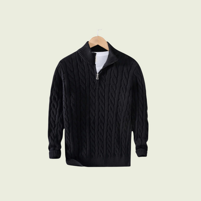Men’s Heavy Cable Knit Quarter Zip Sweater