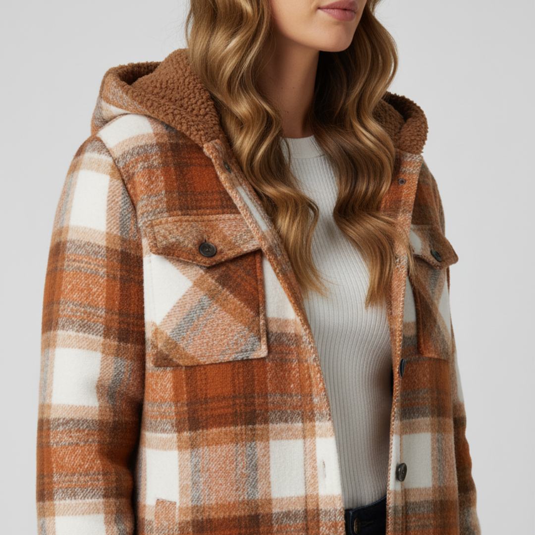 Elizabeth | Autumn Jacket - Hooded Plaid Outerwear for Women