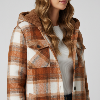 Elizabeth | Autumn Jacket - Hooded Plaid Outerwear for Women