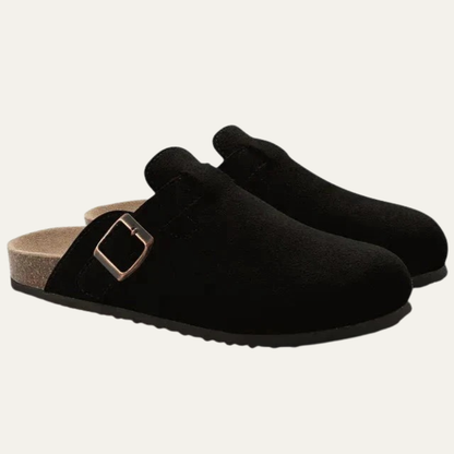 Men’s Buckled Cork Footbed Mule Clogs