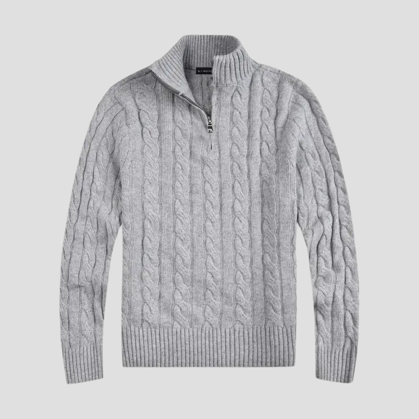 Men's half-zip knitted sweater - Timeless cable knit meets modern sophistication