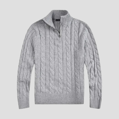Men's half-zip knitted sweater - Timeless cable knit meets modern sophistication