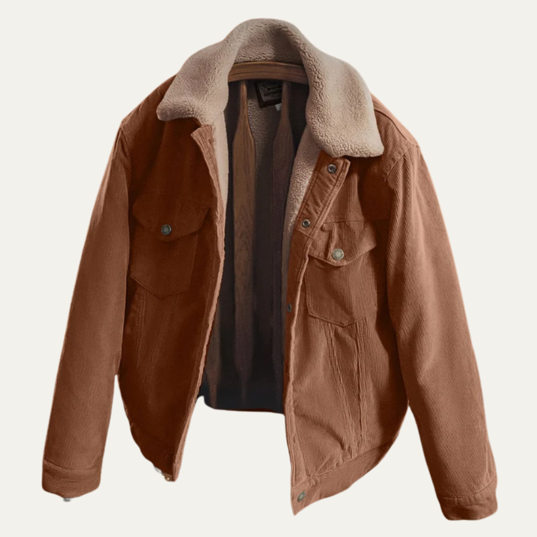 Men’s Shearling Collar Corduroy Trucker Jacket