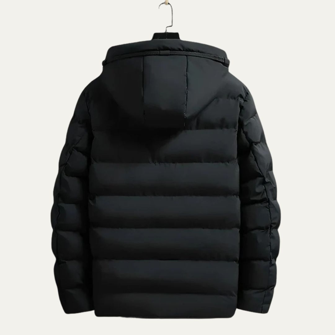 Men’s Hooded Wide Quilt Full Zip Puffer Jacket