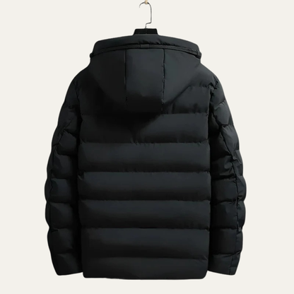 Men’s Hooded Wide Quilt Full Zip Puffer Jacket
