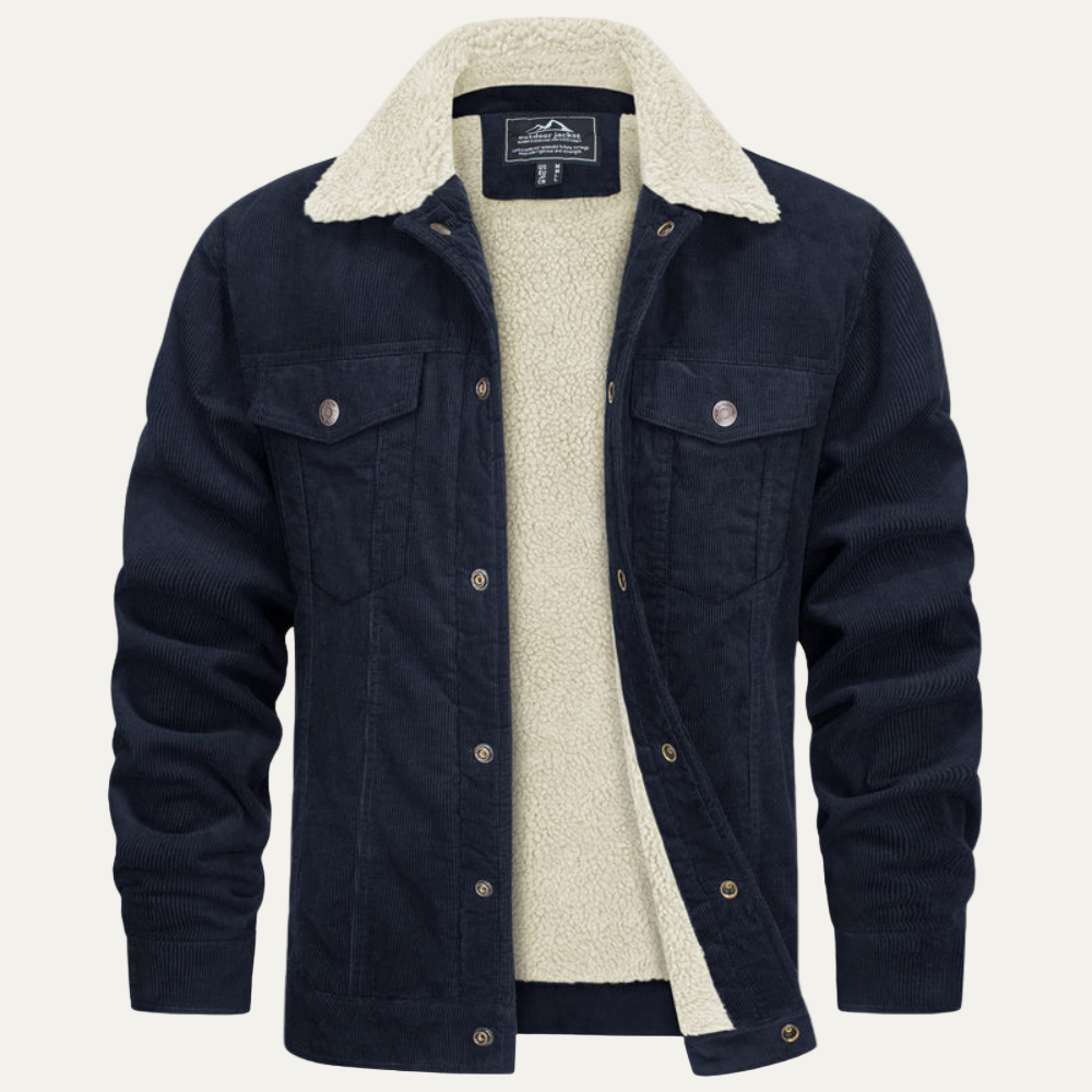 Men’s Denim Trucker Jacket with Shearling Collar